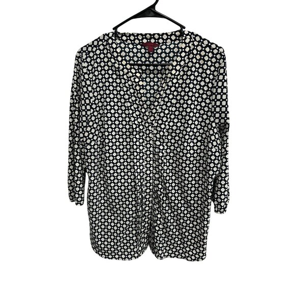 212 Collection Geometric Button Front Shirt Black White Sz XL Business Casual - Picture 1 of 10